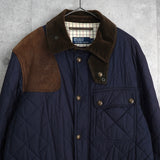 ポロ ラルフローレン スエード切り替え コーデュロイ襟 キルティングジャケット ネイビー - NEWSED