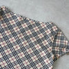 Burberry Blue Label Horse Logo Embroidered Nova Check Ribbon Short Sleeve Top Beige Women's