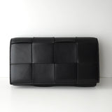 ボッテガ ヴェネタ イントレチャート カセット レザー ロングウォレット 二つ折り財布 ブラック - NEWSED