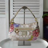 コーチ ポピー デイジー 花柄 シグネチャー キャンバス ハンドバッグ ベージュ - NEWSED