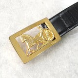 セリーヌ ヴィンテージ 輪馬車 サルキー レザー ベルト ブラック レディース - NEWSED