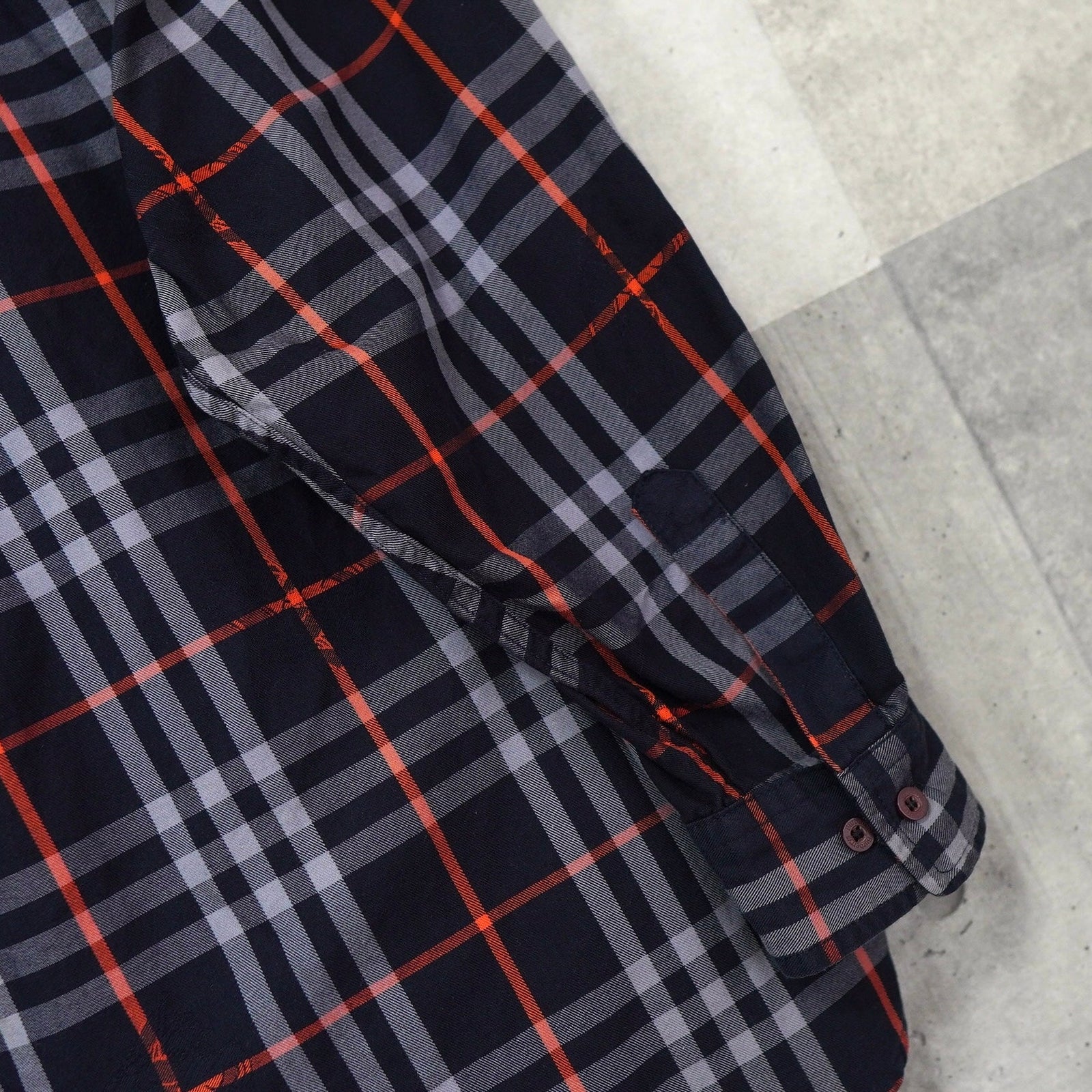 バーバリー ヴィンテージ ロゴ ノバチェック 長袖シャツ ネイビー 