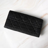 クリスチャン ディオール カナージュ ターンロック ナイロン / レザー 長財布 ブラック レディース - NEWSED