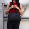 Prada Tessuto Pocono Nylon Triangle Logo Handbag in Black