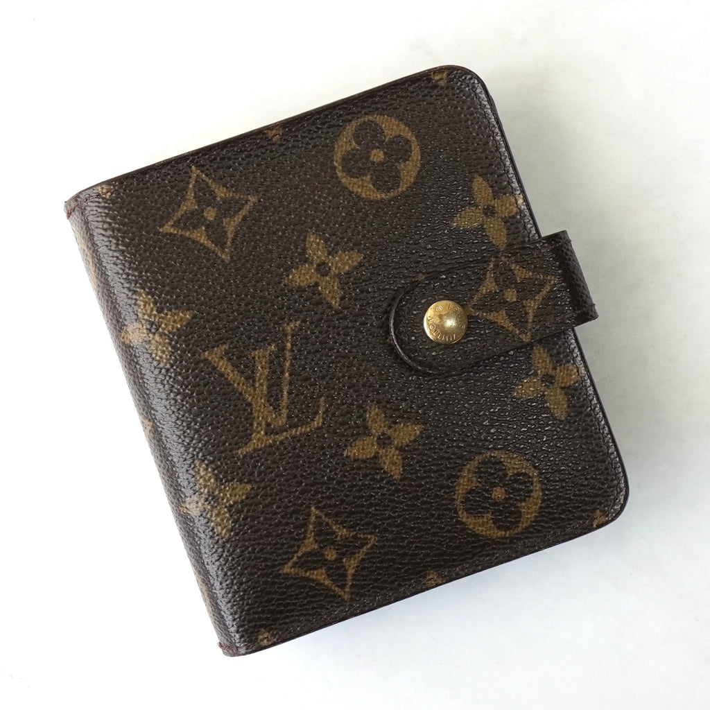 ルイ ヴィトン モノグラム コンパクトジップ 二つ折り財布 コンパクトウォレット ブラウン