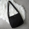 Prada Pocono Tessuto Nylon/Leather Triangle Plate Shoulder Bag in Black