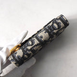 ディオール サドル オブリーク キャンパス / レザー 三つ折り財布 ネイビー - NEWSED