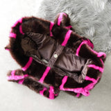 スタンド スタジオ 格子柄 ファー トートバッグ ハンドバッグ ブラウン / ピンク - NEWSED