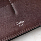 カルティエ サントス レザー 二つ折り 長財布 ブラウン - NEWSED