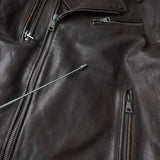 ジョン ヴァルベイトス ダブル ライダースジャケット レザージャケット ダークブラウン - NEWSED