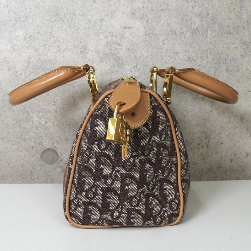 クリスチャン ディオール トロッター キャンバス / レザー ミニボストンバッグ ブラウン - NEWSED