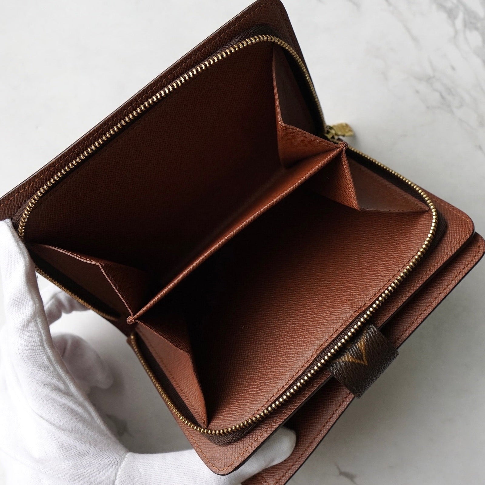 Louis Vuitton Monogram Porte Papier Zip Bi-fold Wallet Brown