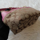 コーチ シグネチャー キャンバス ハンドバッグ ピンク ベージュ - NEWSED