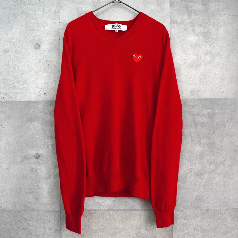 プレイ コム デ ギャルソン ハートロゴ ニット レッド - NEWSED