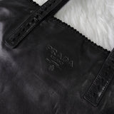 プラダ ステッチ ナッパレザー トートバッグ ブラック - NEWSED