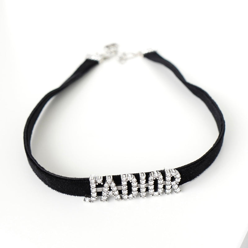 クリスチャン ディオール ラインストーン ベルベット チョーカー ブラック - NEWSED