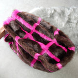 スタンド スタジオ 格子柄 ファー トートバッグ ハンドバッグ ブラウン / ピンク - NEWSED