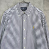 Ralph Lauren Logo Stripe Long Sleeve Shirt in Navy/White