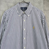 ラルフローレン ロゴ ストライプ 長袖シャツ ネイビー / ホワイト - NEWSED