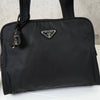 Prada Tessuto Pocono Nylon Triangle Logo Handbag in Black