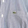 Lacoste 徽标贴片条纹长袖衬衫（蓝色）
