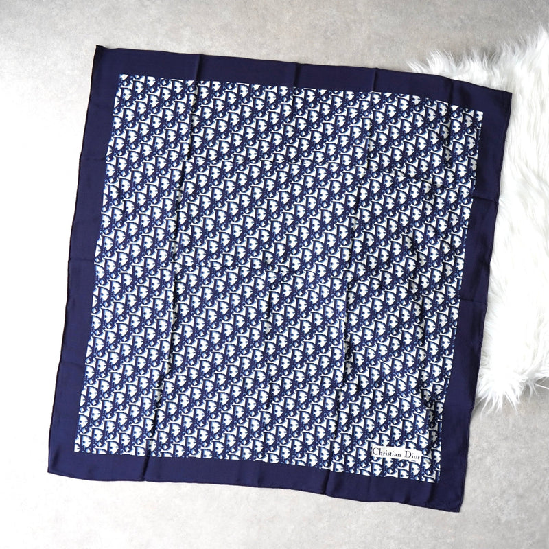Christian Dior Trotter Silk Scarf in Navy | ブランド古着を扱う