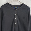 Polo Ralph Lauren logo henley neck long sleeve cut and sew grey ladies