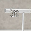 Chanel Coco Mark Rhinestone Earrings, Silver