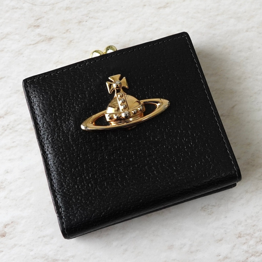 ヴィヴィアン ウエストウッド オーブ レザー がま口 二つ折り財布 ブラック