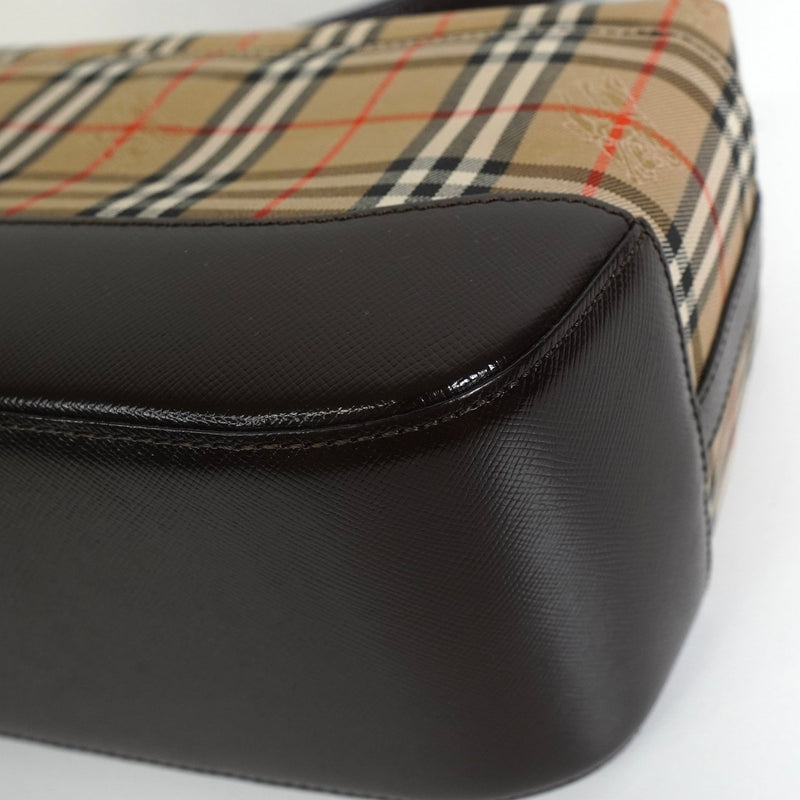 バーバリー ノバチェック ナイロンキャンバス / レザー ワンショルダーバッグ ベージュ / ブラウン - NEWSED