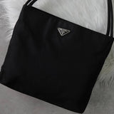 プラダ ポコノ テスート ナイロン トライアングルロゴ ハンドバッグ トートバッグ ブラック - NEWSED