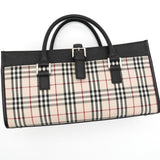 バーバリー ノバチェック ナイロンキャンバス / レザー ハンドバッグ ベージュ / ブラック - NEWSED