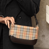 バーバリー ノバチェック ナイロンキャンバス / レザー ワンショルダーバッグ ベージュ / ブラウン - NEWSED