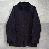 バブアー コーデュロイ襟 ロゴ キルティングジャケット ブラック - NEWSED