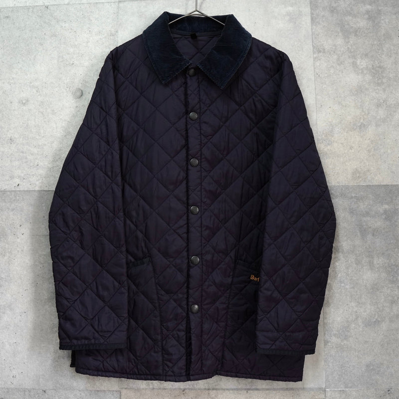バブアー コーデュロイ襟 ロゴ キルティングジャケット ブラック - NEWSED