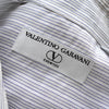 バレンティノ ガラヴァーニ ヴィンテージ ストライプ柄 ロゴ 刺繍 長袖シャツ グレー