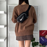 ナイキ ロゴ ウエストポーチ ボディバッグ ブラック - NEWSED