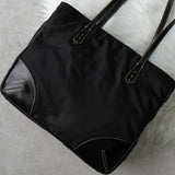 プラダ テスート ポコノ ナイロン サフィアーノ レザー トライアングルロゴ トートバッグ ブラック - NEWSED