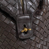 ボッテガ ヴェネタ イントレチャート レザー ミニボストンバッグ ハンドバッグ ブラウン - NEWSED