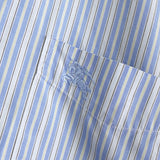 バーバリー ホースロゴ 刺繍 ストライプ柄 半袖シャツ ブルー - NEWSED