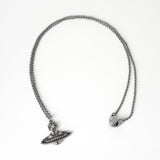 ヴィヴィアン ウエストウッド オーブ ブラック ラインストーン シルバー ネックレス - NEWSED