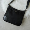 プラダ ポコノ テスート ナイロン  / レザー トライアングルロゴ ショルダーバッグ ブラック