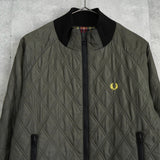 フレッドペリー リバーシブル ロゴ 刺繍 チェック柄 キルティングジャケット ブルゾン カーキ / グレー - NEWSED