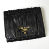 Prada Gathered Nappa Leather Bifold Wallet in Black