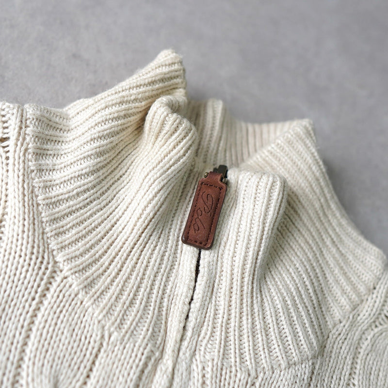 ポロ バイ ラルフローレン ハーフジップ ケーブル編み ニット ロゴ刺繍 オフホワイト - NEWSED