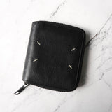 メゾン マルジェラ 四つタグ レザー ラウンドジップ コンパクトウォレット ブラック - NEWSED