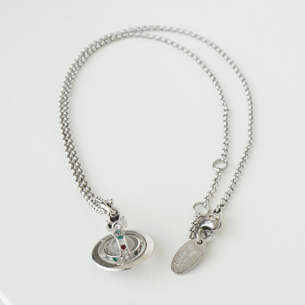 ヴィヴィアン ウエストウッド ミニ オーブ ラインストーン シルバー ネックレス