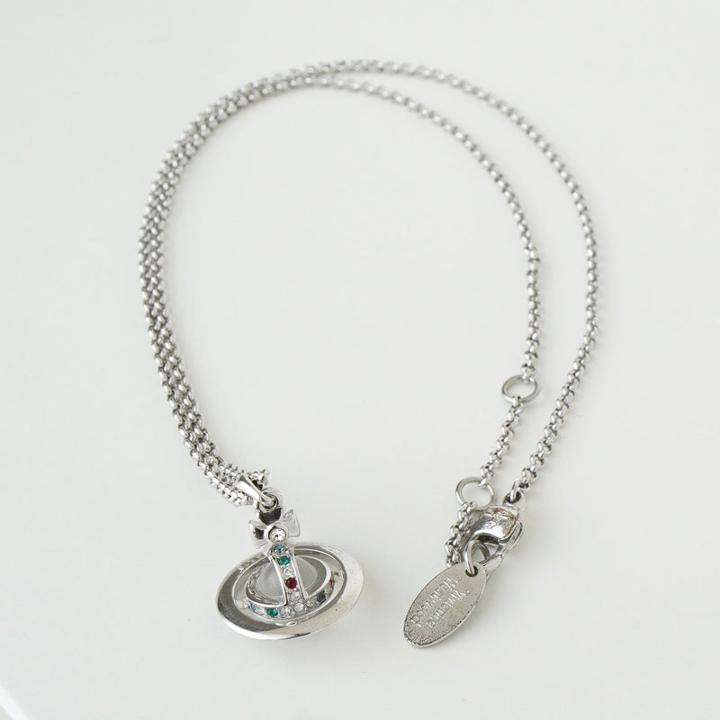 ヴィヴィアン ウエストウッド ミニ オーブ ラインストーン シルバー ネックレス - NEWSED