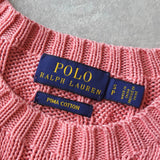 ポロ ラルフローレン ケーブル編み ロゴ 刺繍 半袖ニット ピンク レディース - NEWSED