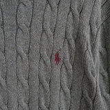 ポロラルフローレン ケーブル編み ニット ロゴ刺繍 グレー - NEWSED